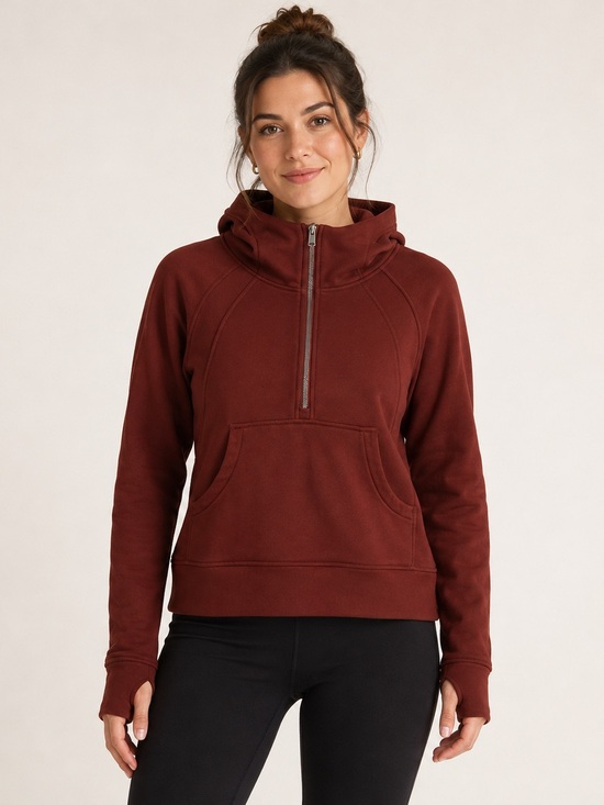 Tops - Rust Scuba Style Half Zip Hooded Sweatshirt Size L
